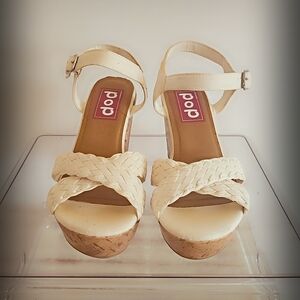 Pop Cream Braided Wedge Sandals